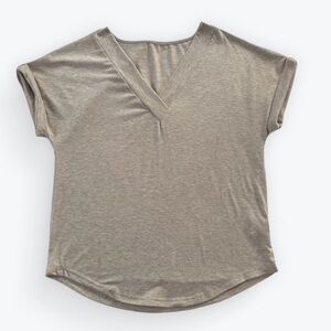 SHEIN Tan Cuffed Sleeve Relaxed T-Shirt